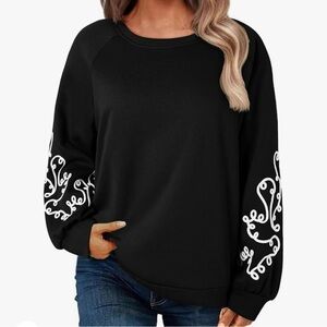 SHEWIN, Sz Small, Black, Long Sleeve Fleece Crewneck Pullover Sweatshirt - NWOT